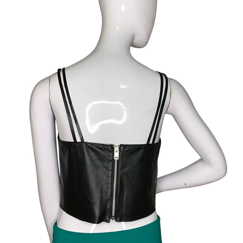 Walter Baker NWOT Leroy Crop Top 100% Lamb Leather Zipper on Back Size XS - Picture 7 of 11